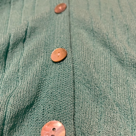 New York & Company V neck Ribbed Mint and Lavender Cardigan - Picture 8 of 12